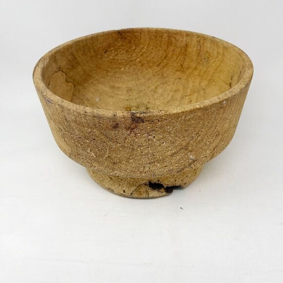 Hand Turned Spalted‎ Wood Bowl Pedestal Driftwood Coastal MCM Beach Primitive - Picture 2 of 10